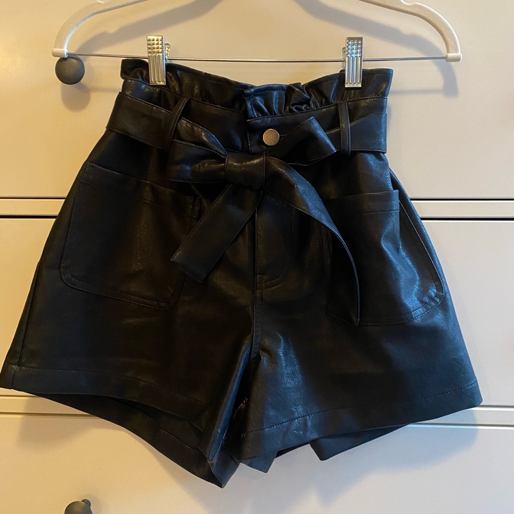 Bligh waisted Black Leather shorts